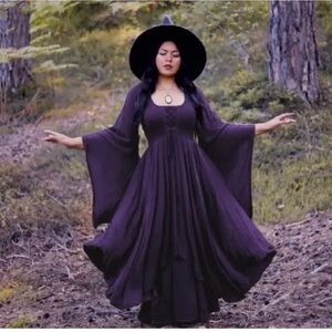 Lotustraders Fairy Maxi Dress Witch Fairycore Wimsigoth Size Small Brown